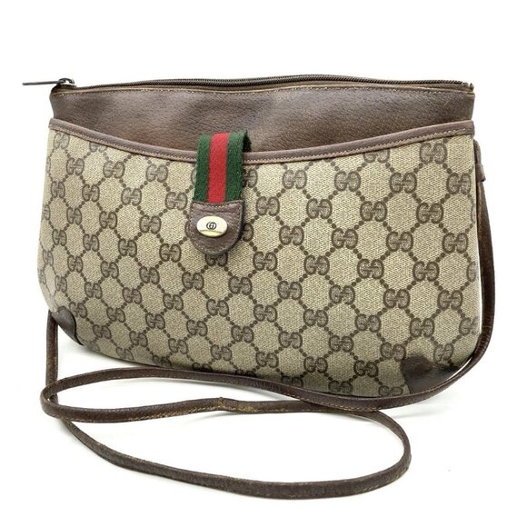 Auth GUCCI GG Supreme Sherry Line PVC Leather Shoulder bag - Picture 1 of 12